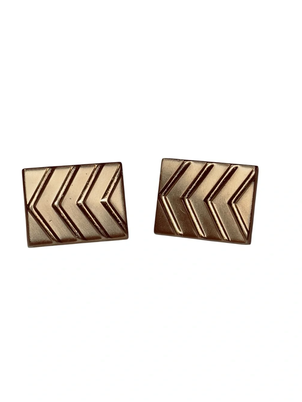 Vintage Swank Art Deco Chevron Men’s Cufflinks Rectangle Textured Gold Tone